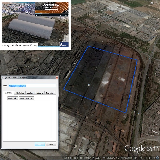 Copertura dei parchi minerari all'Ilva di Taranto